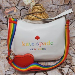 #bagsavenue fast ship Kate Spade Rosie Pride Crossbody Pebbled Leather Rainbow
